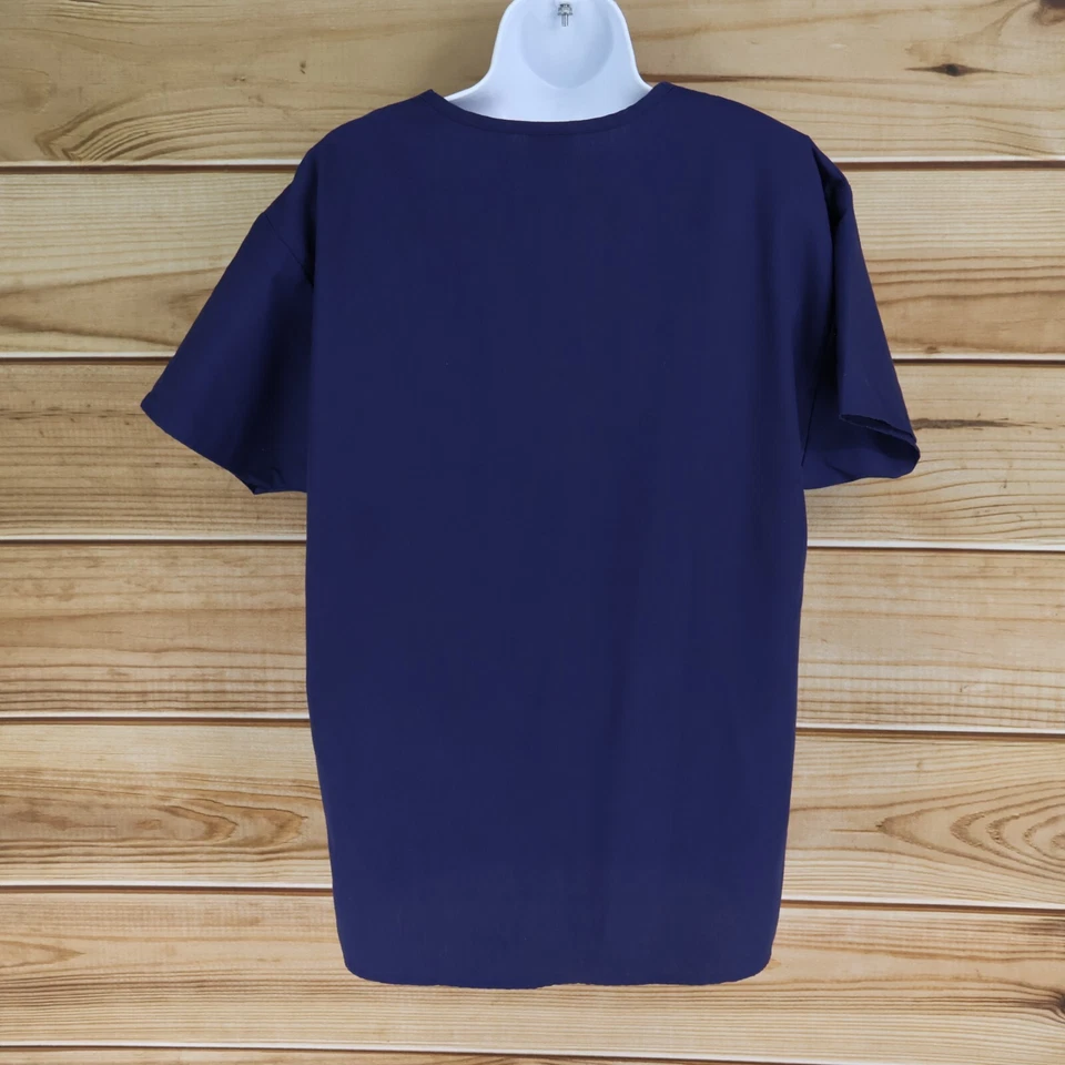 Crest Scrubs Top Unisex Size S Dark Blue Polyester Blend Pockets V-Neck Medical - Image 2 of 4