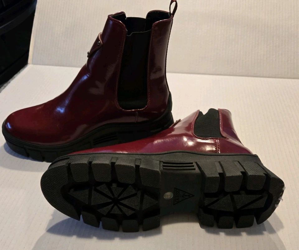 Guess Mujer Hestia Rojo Botines Chelsea Botas Zapatos 9.5 Mediano Foto 2 de 4