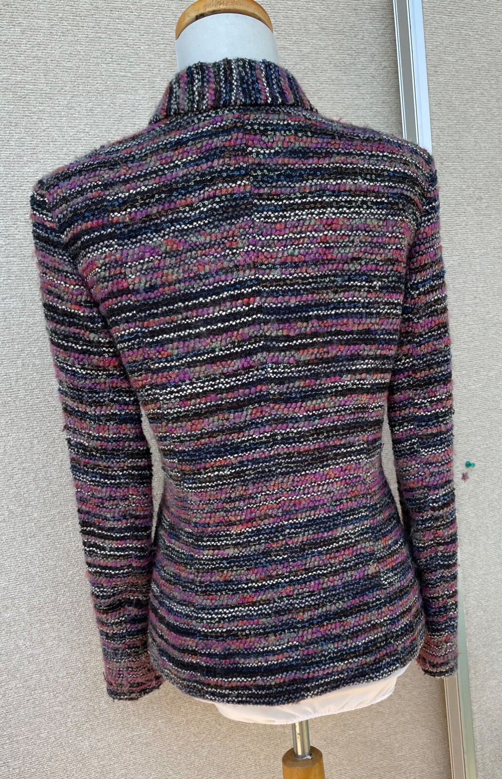 Rena Lange Pretty wool Woven Knit Red/green/blacK/beige Jacket Blazer 6/S/M/Sm/4 image 3