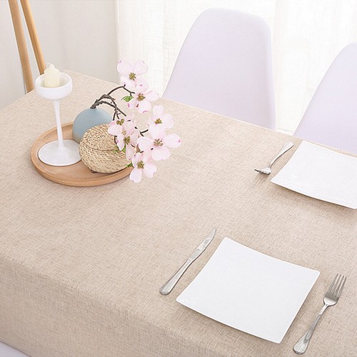 Solid Colour Cotton Linen Tablecloth Dining TableCloth Cover Home Deco 130x220cm - Picture 6 of 7