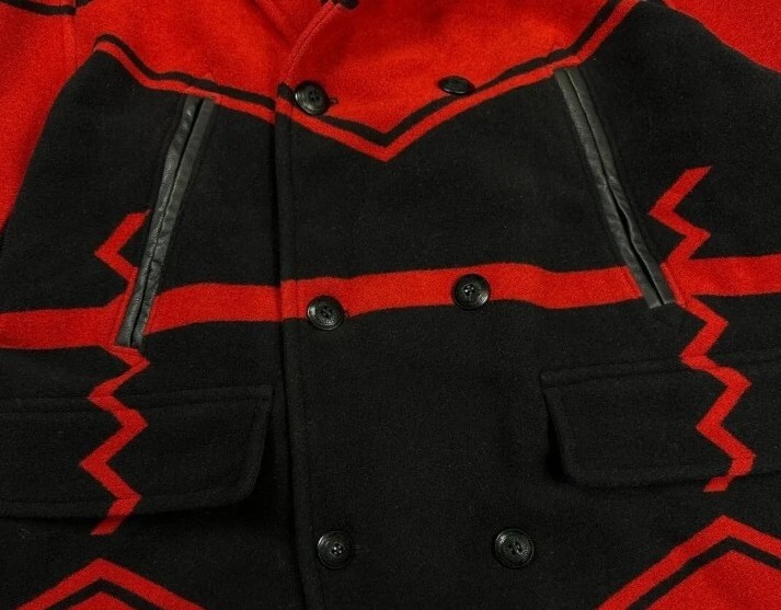 Polo Ralph Lauren Aztec Southwestern Navajo Ranch Peacoat Jacket Red Black Small image 3