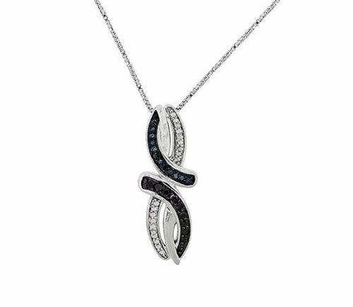 Colgante de diamantes naturales en blanco y negro colgante infinito platino sobre plata - Imagen 3 de 5