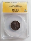 1913 D Buffalo Nickel 5c - Variety 2 - Good 6