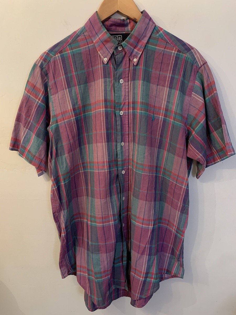 新品 POLO RALPH LAUREN INDIAN MADRAS BD NWT Ralph Lauren Polo Indian Madras Shirt Men Small Pink