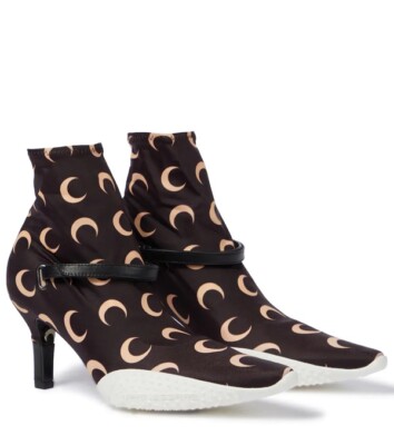 NEW Marine Serre Crescent Moon Print 50mm Heel Sock Bootie- Black/Brown- 40/10US