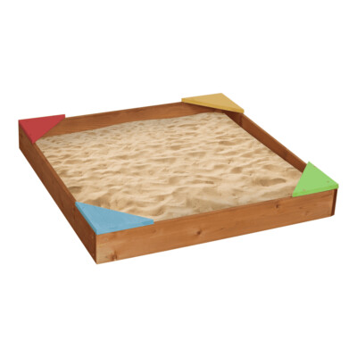 Holz Sandkasten mit 4 bunten Sitzecken Sand Kasten für Kinder ab 3 Jahren NEU