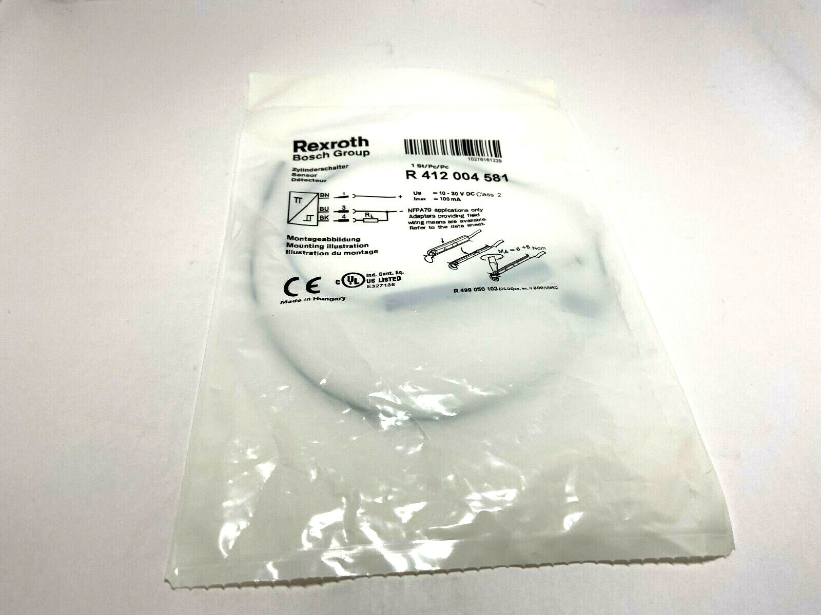 Bosch Rexroth R 412 004 581 Pneumatic Cylinder Sensor 10-30 VDC