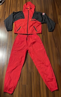 VTG 90s Marlboro Adventure Team Nylon Track Suit Windbreaker Set • Sz Large 