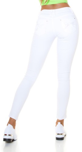 Skinny Mujer Pantalón Pitillo Con Deko-Schleifen Blanco #H2349 - Picture 6 of 42