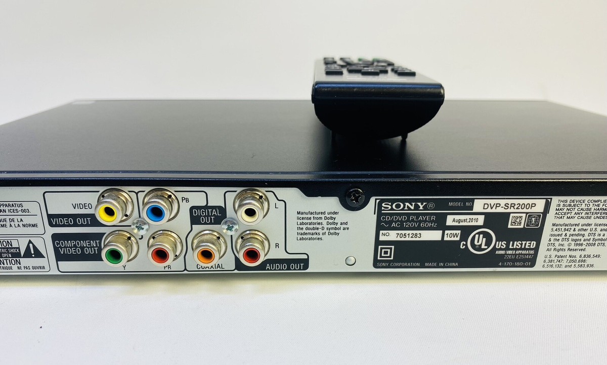 Sony DVP-SR200P CD-DVD Player +Remote RW /+R Playback Digital