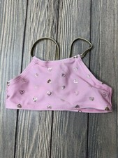 Disney Girls Pink & Gold Heart Print Bikini Top 2T