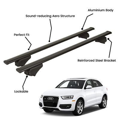 2 Pcs Black Roof Rack Cross Bars For AUDI Q3 SUV 2011-2018