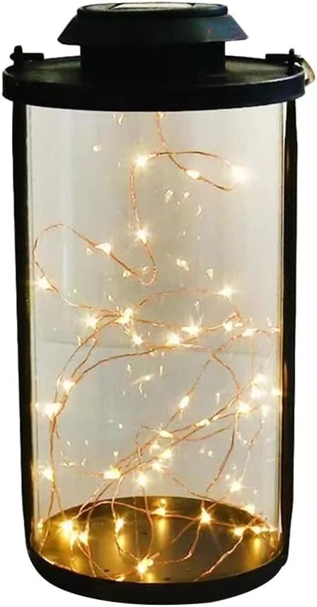 LED Glaszylinder Solarlaterne + Akku Laterne Dekolicht Glas Solarlampe Laterne - Bild 3 von 4