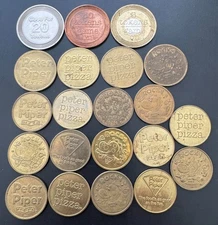 Large Lot of Peter Piper Pizza Token Lot Chuck E Cheese Related Rocky 5 20 50