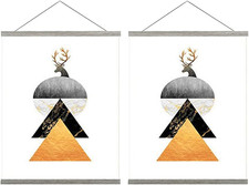 2 Pack Magnetic Poster Hanger Frame, 12X18 12X16 12X24 Light Wood Wooden Magnet