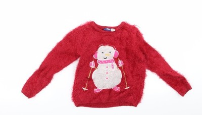 Getragener roter Pullover Pulli Jungen UK-Größe 2 Jahre