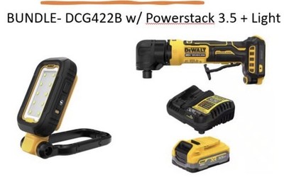  DEWALT DCG422B ATOMIC 20V MAX 1/4 Right Angle Die Grinder + Powerstack + Light