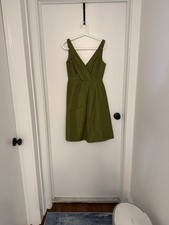 J.CREW Women's Green Sleeveless A-Line Dress Size 0, 100% Silk