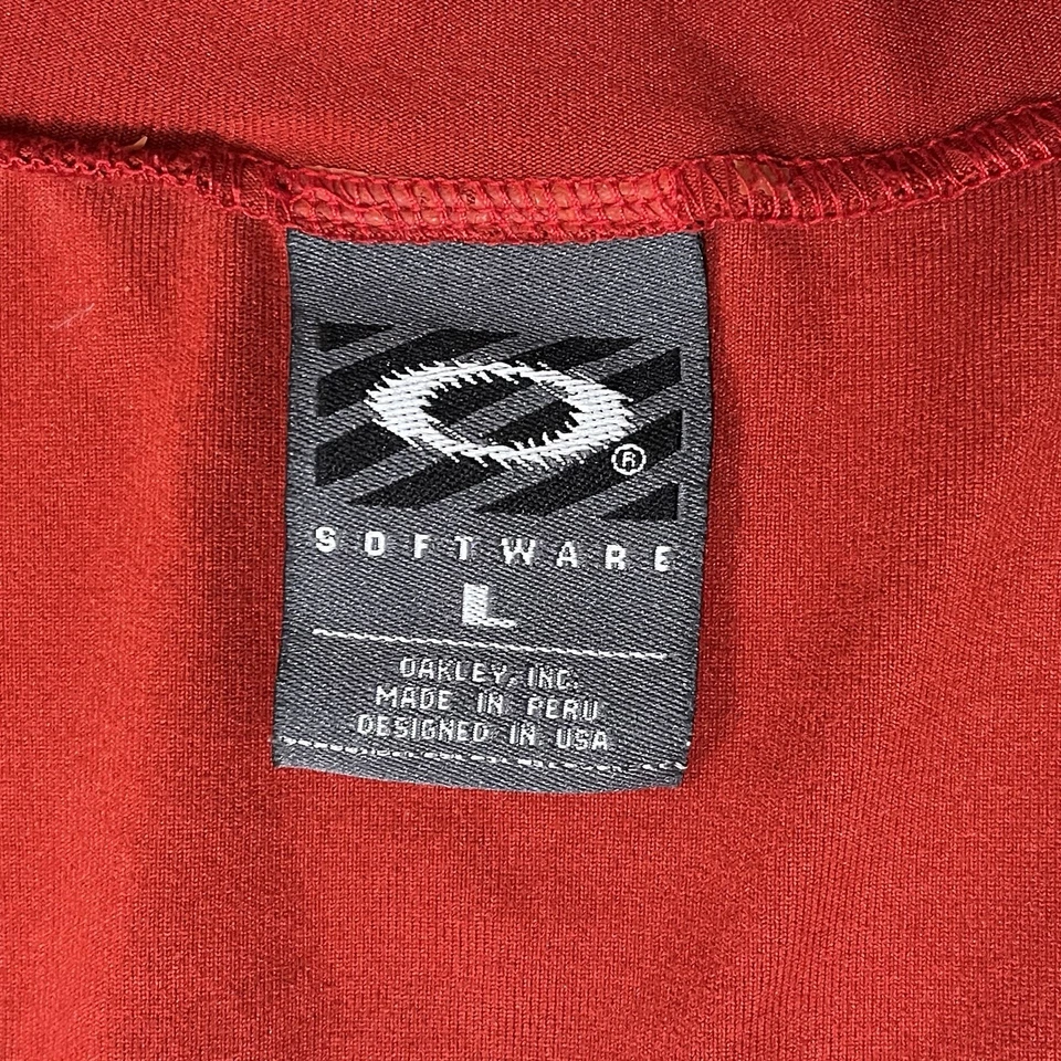 Camiseta deportiva de ciclismo Oakley Software vintage para hombre L roja Y2K años 90 cremallera manga corta Foto 3 de 4