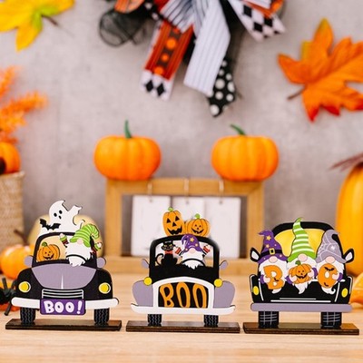 Multipurpose Wooden Pumpkin Gnomes Decoration For Car Interior Halloween Party