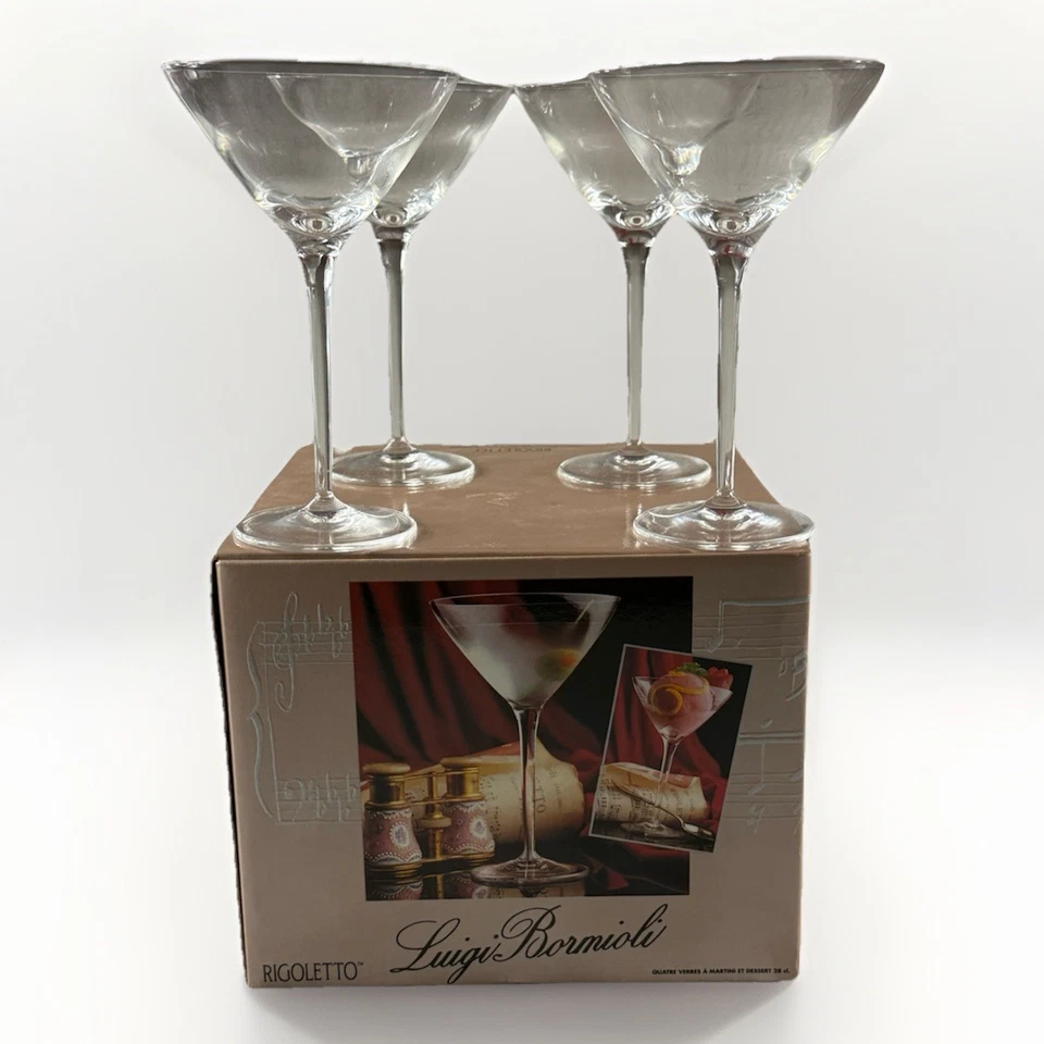 Luigi Bormioli Rigoletto Martini Glasses Set of 4 VTG 28 cl Made in Italy Boxed - Image 3 of 4