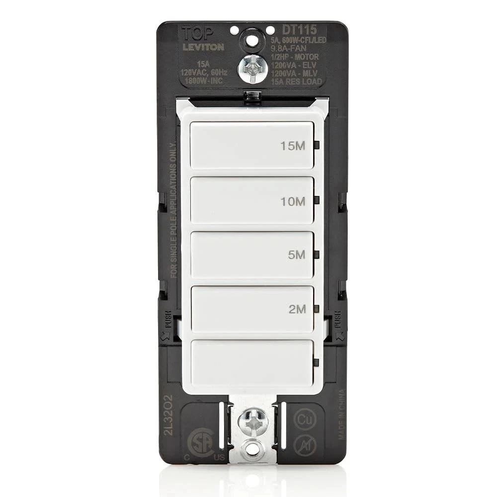 Countdown Timer Switch for bathroom fan and household lights, 2-5-10-15 min, 0