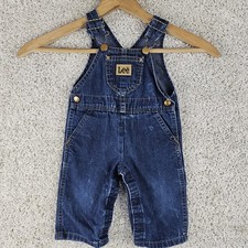 Vintage Lee Toddler Denim Overalls Size 12 Months Made In USA 80s Union Made
