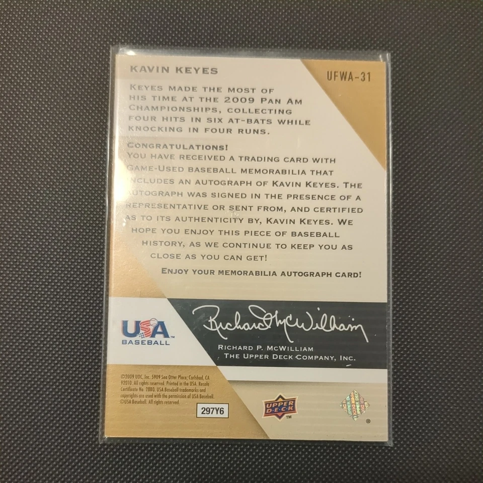 2009 Upper Deck USA Future Watch Game-Used Auto Jersey 899 Kavin Keyes #UFWA-31 - Image 2 of 2