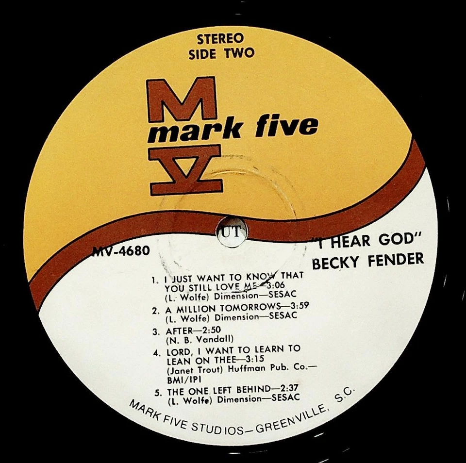Becky Fender – I Hear God LP Record 1973 Mark Five Gospel 33⅓ RPM Foto 4 de 4