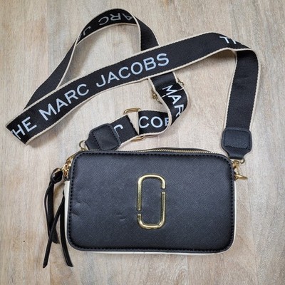 Marc Jacobs Snapshot Camera Bag Black Orange Cream Logo Crossbody Strap