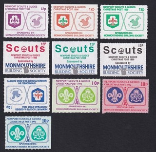 Great Britian 1992 2000 NEWPORT SCOUTS & GUIDES Christmas Post collection (10)