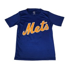 New York Mets Kids T-Shirt Blue Orange MLB Baseball Majestic Lindor 12 Sz S