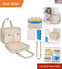 Stylish Khaki Breast Pump Storage Bag with Ice Pack - Fits Most Wearables
