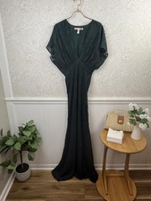 Hutch by Anthropologie BHLDN Hunter Green Deep V-Neck Leaf Lindy Gown - Size - 4