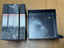 x4 RCA VHS Beta Black Clamshell Storage Cases W/ Labels  Video Tape Holder VTG