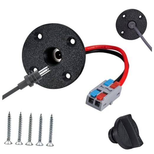 RV DC Cable Panel Mount Compatible with Starlink mini, 5.5 Black 1pcs Rotundity