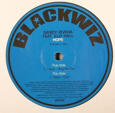 Sandy Rivera Feat. Elzi Hall - Hope - German 12'' Vinyl - 2005 - Blackwiz Records