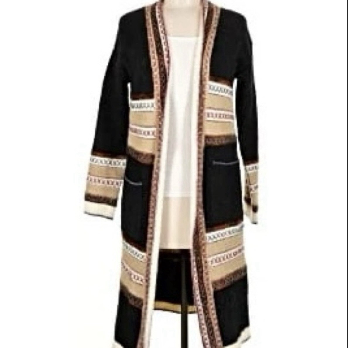 Boho Chic Duster Cardigan Mix Patchwork Longline … - image 1