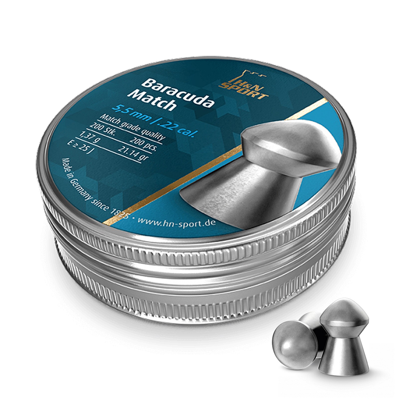 Airgun Pellets H&N Baracuda Match .22 5.52mm Air Rifle Gun 200 Hunting Target