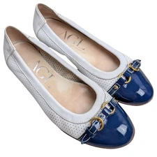 AGL Attilio Giusti Leombruni Ballet Flats Women Shoe Size 38 8 White Blue Soft