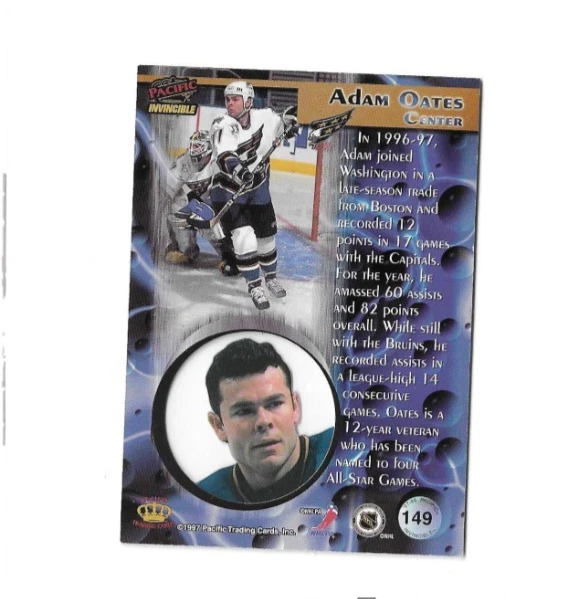 1997-98 Pacific Invincible Red #149 Adam Oates - Image 2 of 2