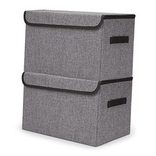 Large 42 Quarts Fabric Storage Bins with Lids 2-Pack Large - 2 Pack Gray