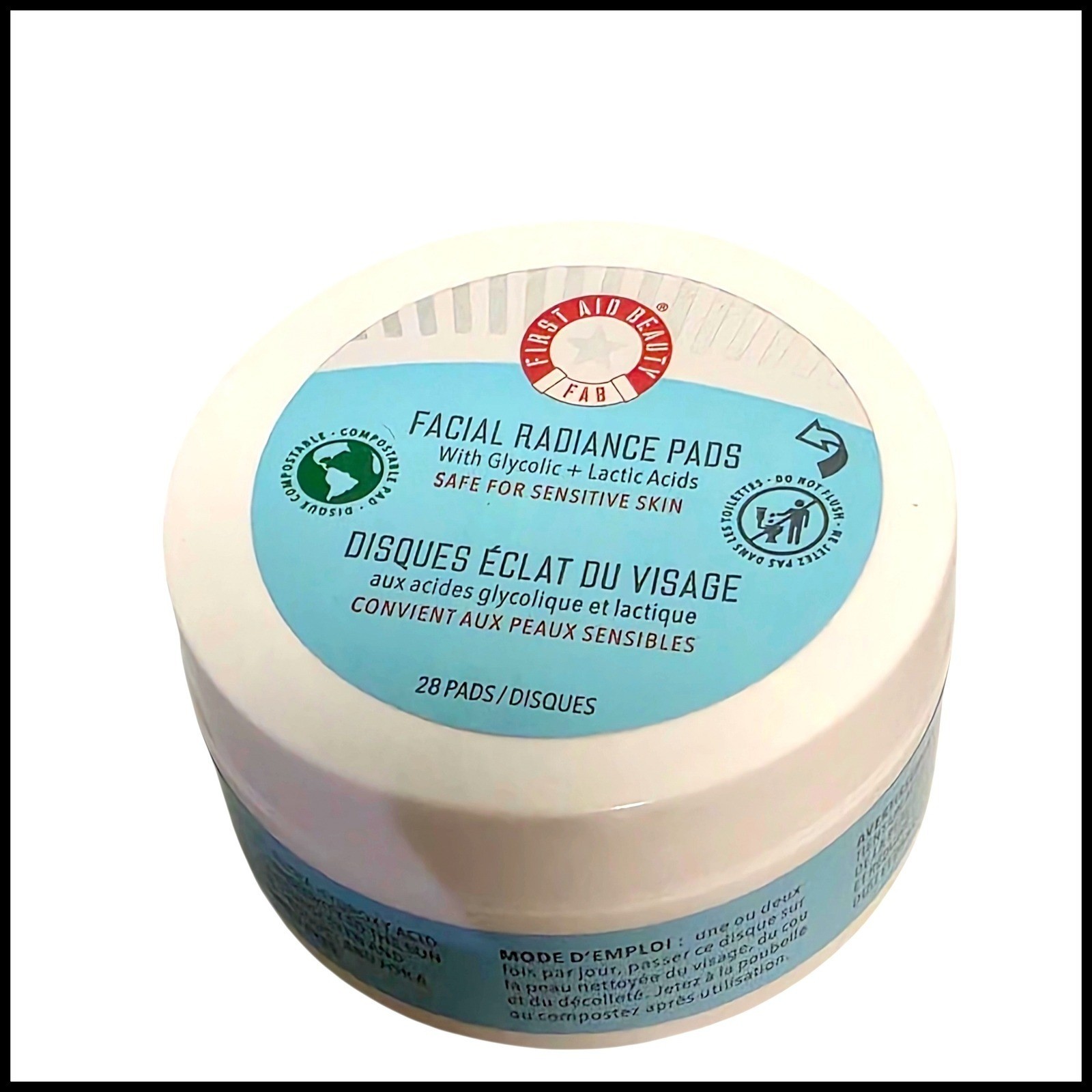 First Aid Beauty Facial Radiance Pads 28 Count Glycolic Lactic Acid Sensitive 3490₽