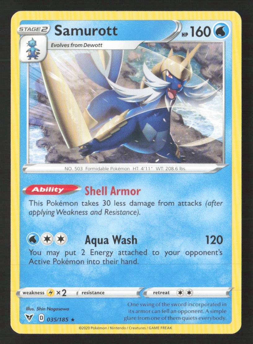 Samurott 035/185 Pokemon SWSH04: Vivid Voltage Rare NM