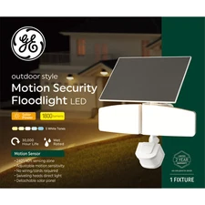 GE Outdoor Security LED Floodlights, Adjustable 2-Head Light with Motion & Dusk
