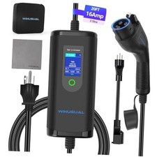 Portable Level 1 and 2 EV Charger,16A 110-240V with Fix 16A No Tesla Adapter 