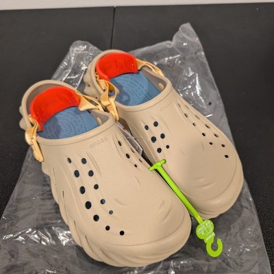 Crocs Echo Bark Tan Orange Clog Shoes Comfort Slides Sandals Mens Size 11 NEW