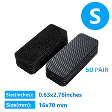 50 Pair Self Adhesive Hook Look Strips Black Heavy Duty Sticky Back Tape