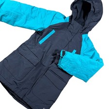 Lands End Kids Winter Jacket Sz S 7-8 Blue Hooded Waterproof Ski Snow Warm