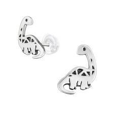925 Sterling Silver Brontosaurus Dinosaur Children's Stud Earrings